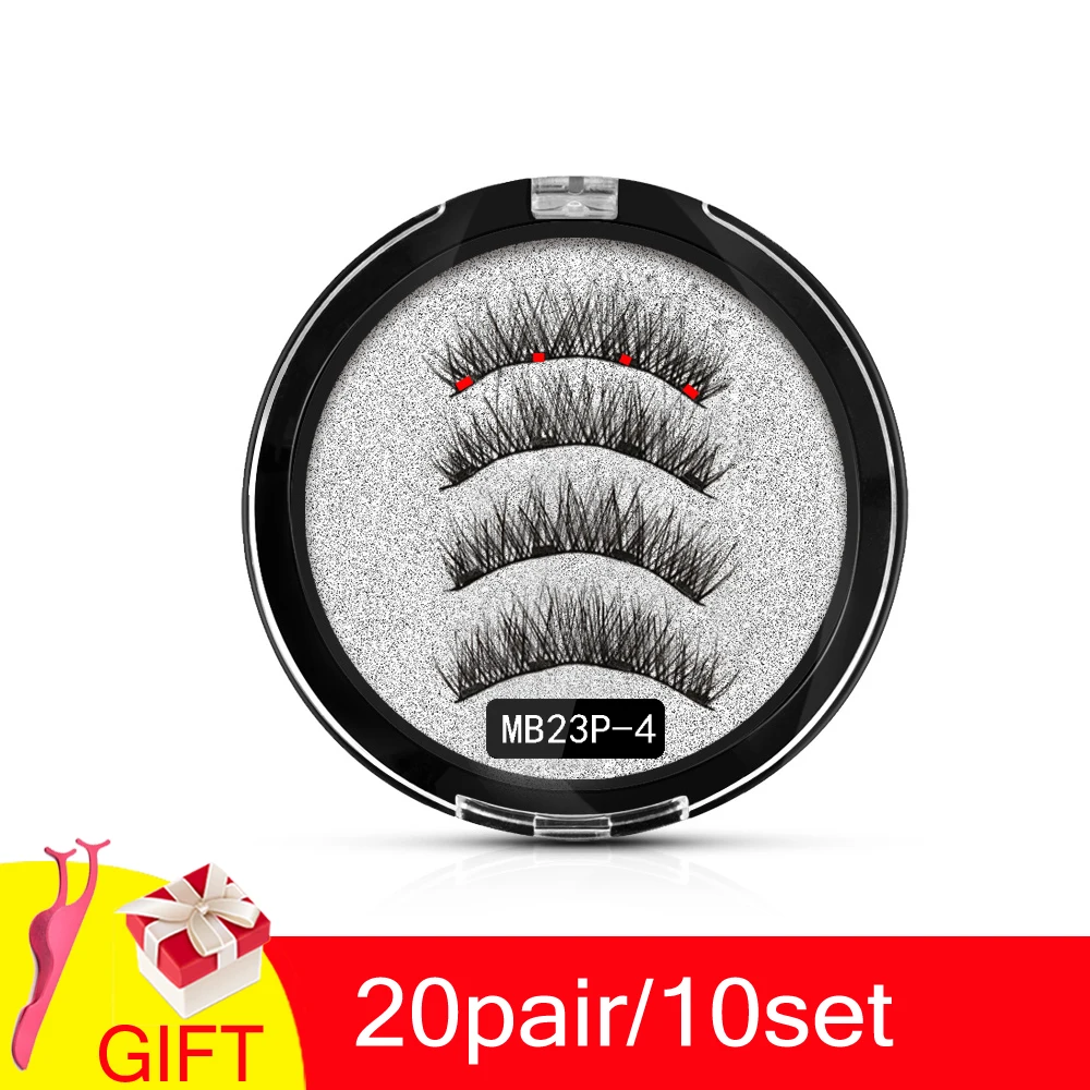 MB 10 Set 4 магнитные ресницы накладные ресницы 3D/6D натуральный удлиняющий макияж 20 пар магниты ресницы верхние с подарочной коробкой - Цвет: 10set MB23P-4