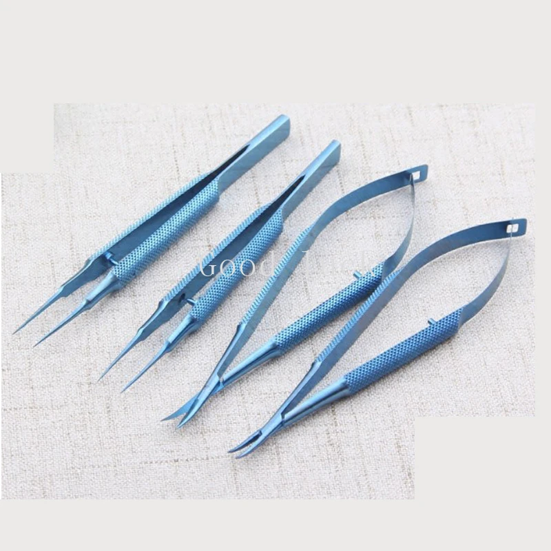 4pcs/set Ophthalmic Microsurgical Instruments 14cm Scissors+Needle Holders +Tweezers Titanium Alloy Surgical Tool