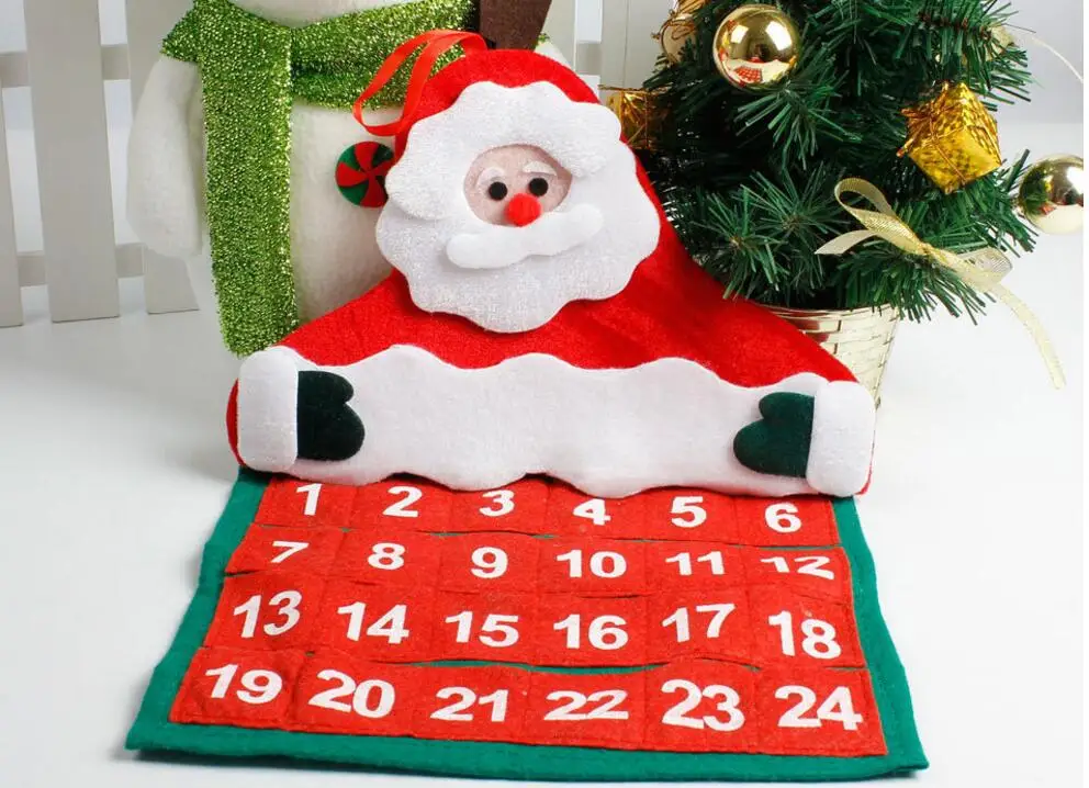 New arrival Classical Chirstmas Santa Claus Non-woven Countdown Calendar Deocration For Home Ornament Gift Bags Decoration | Дом и сад