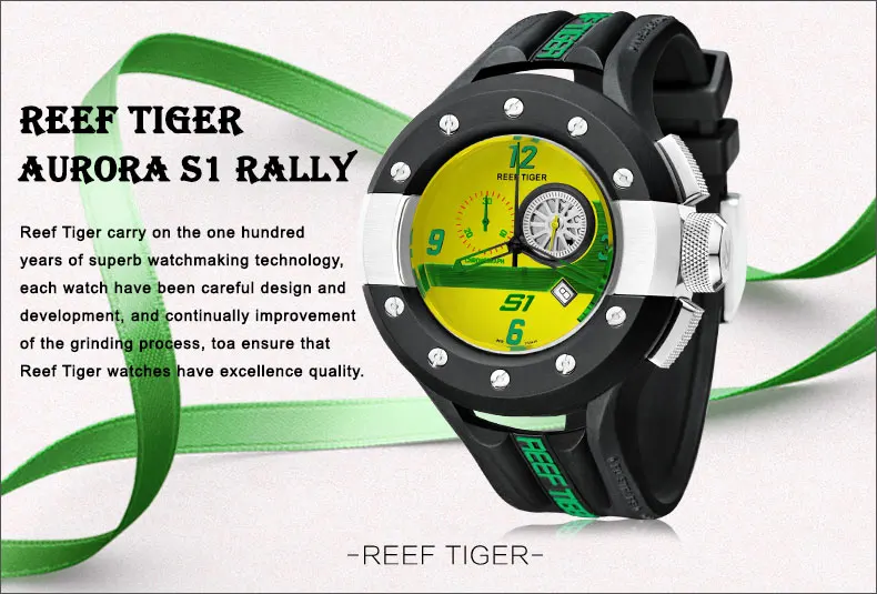 Reef Tiger мужские часы, кварцевые брендовые бизнес часы с хронографом, роскошные резиновые водонепроницаемые часы, мужские спортивные часы reloj rombre RGA3027