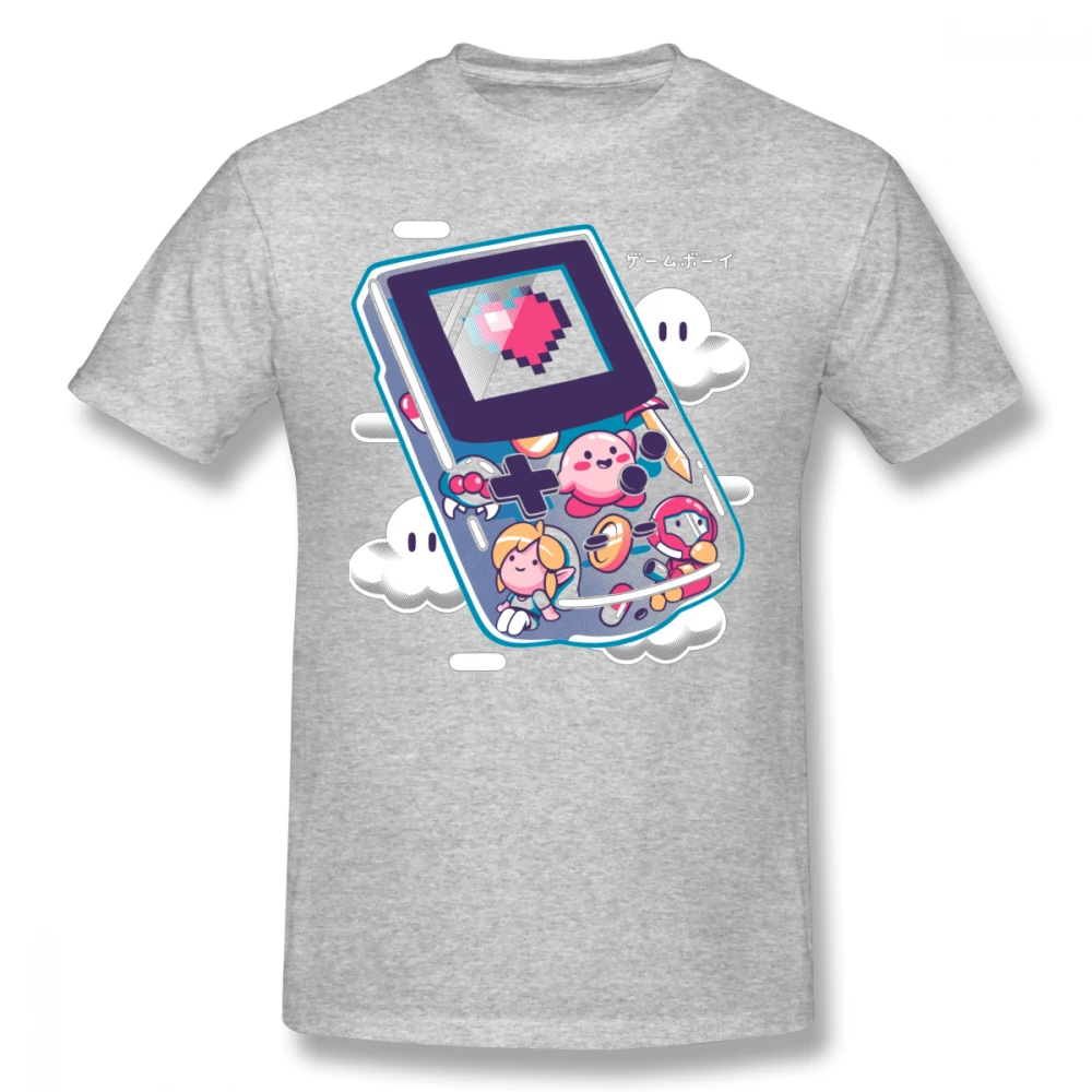 Серый Для мужчин PS игры Фолк Kriby Super Mario Bros футболка Новое поступление Camiseta хлопок футболки - Цвет: Серый