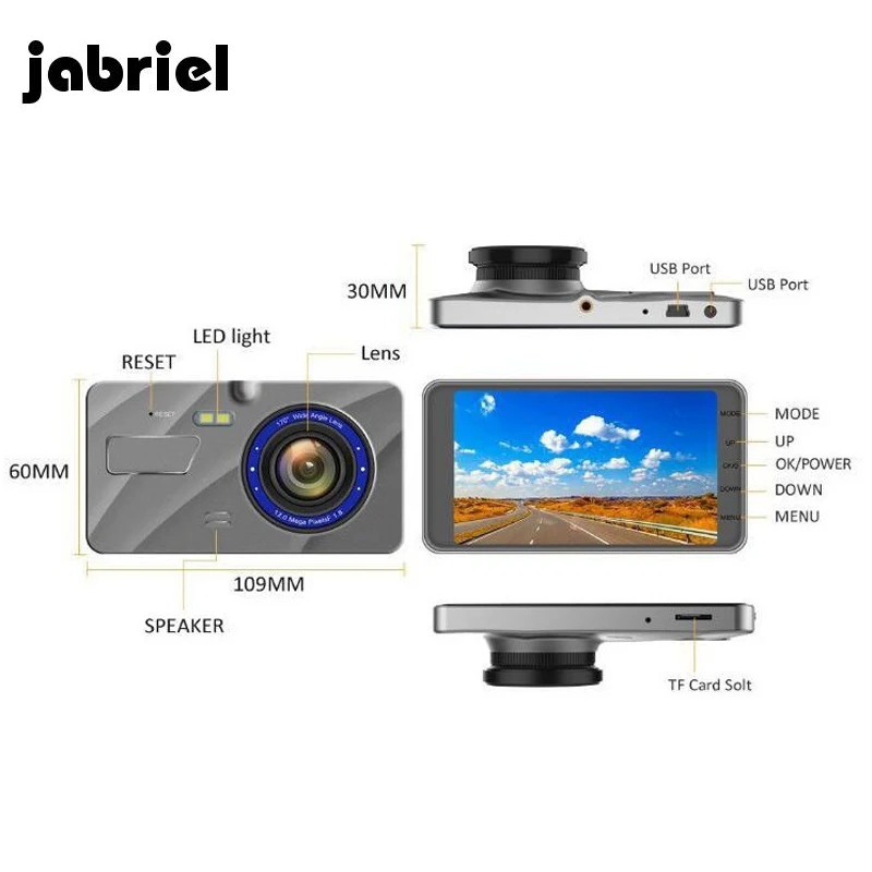 Видеорегистратор Jabriel 2 4 0 дюйма Full HD 1080P с камерой заднего вида|Видеорегистраторы|