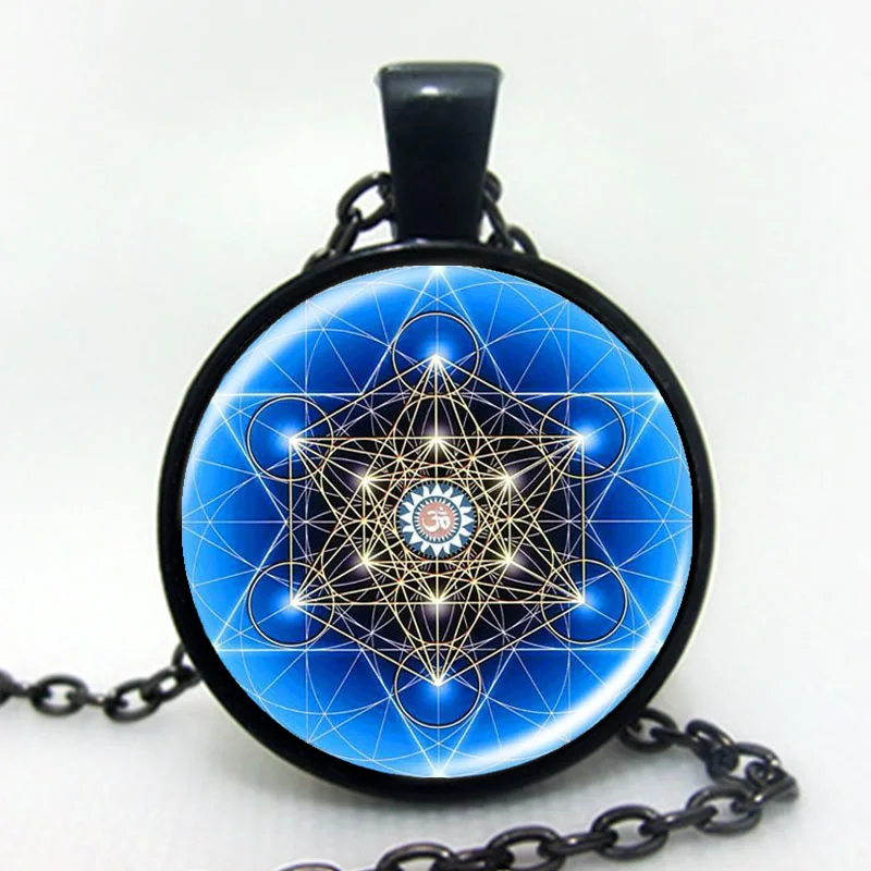 1 шт. голубое художественное фото ожерелье с подвеской в виде мандалы OM Подвески