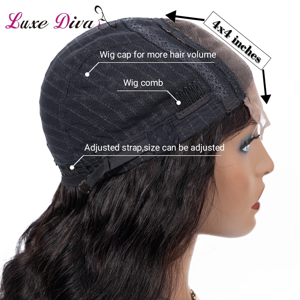 LUXE DIVA странный вьющиеся 4*4 перед парик малайзии Синтетические волосы на кружеве