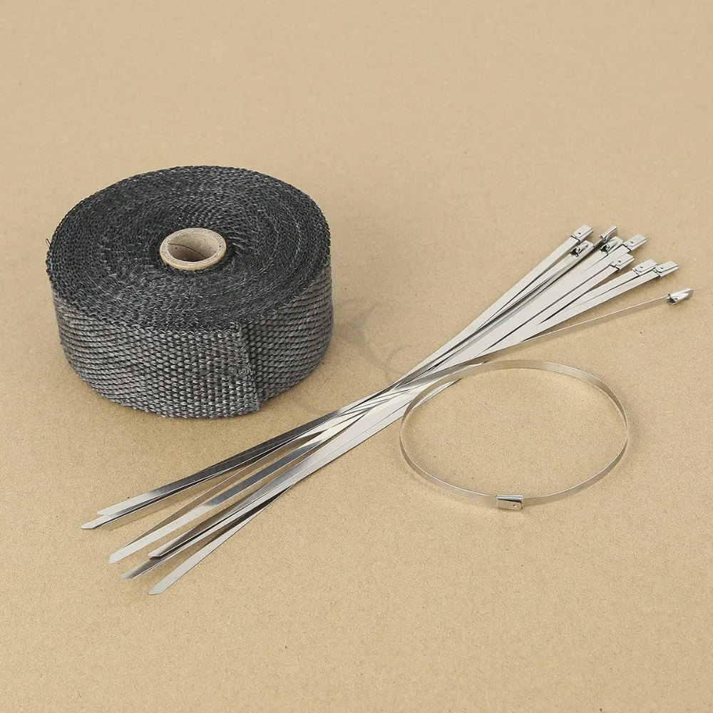 Новая выпускная труба для выпускного коллектора тепловая обмотка Черные Хомуты 2