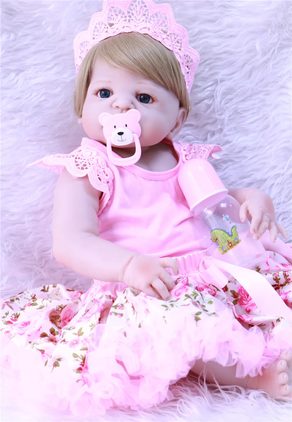 23 дюймов/57 см полное Силиконовое боди Reborn Baby Doll игрушка Реалистичная