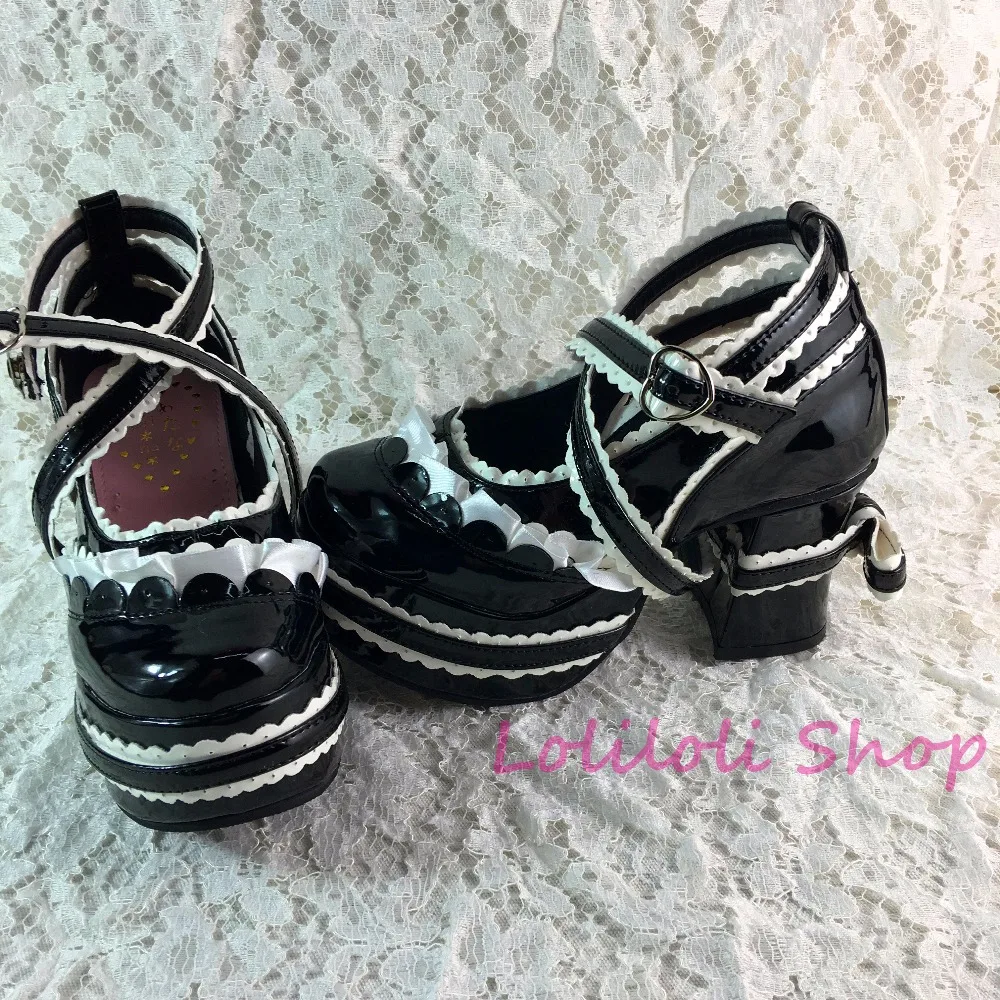 

Princess gothic lolita shoes Large size shoes / special shaped shoes custom Lolita ribbon lace with shoes custom an1280 mirror