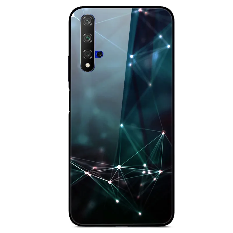 Чёрный матовый Чехол для huawei Honor 20, Жесткий Чехол из закаленного стекла с принтом, чехол для huawei Honor 20 Pro Lite Honor20 YAL-L21Cover Fundas - Цвет: Чёрный матовый