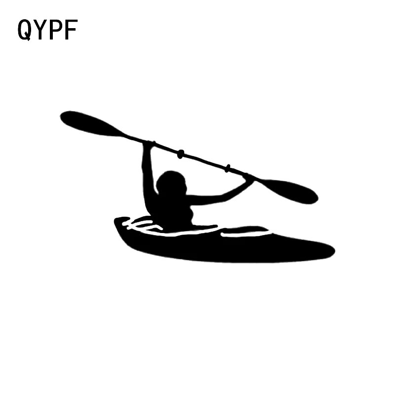 

QYPF 14.1*7.8CM Interesting River Life Canoeing Decor Car Styling Sticker Vinyl Extreme Movement C16-1219