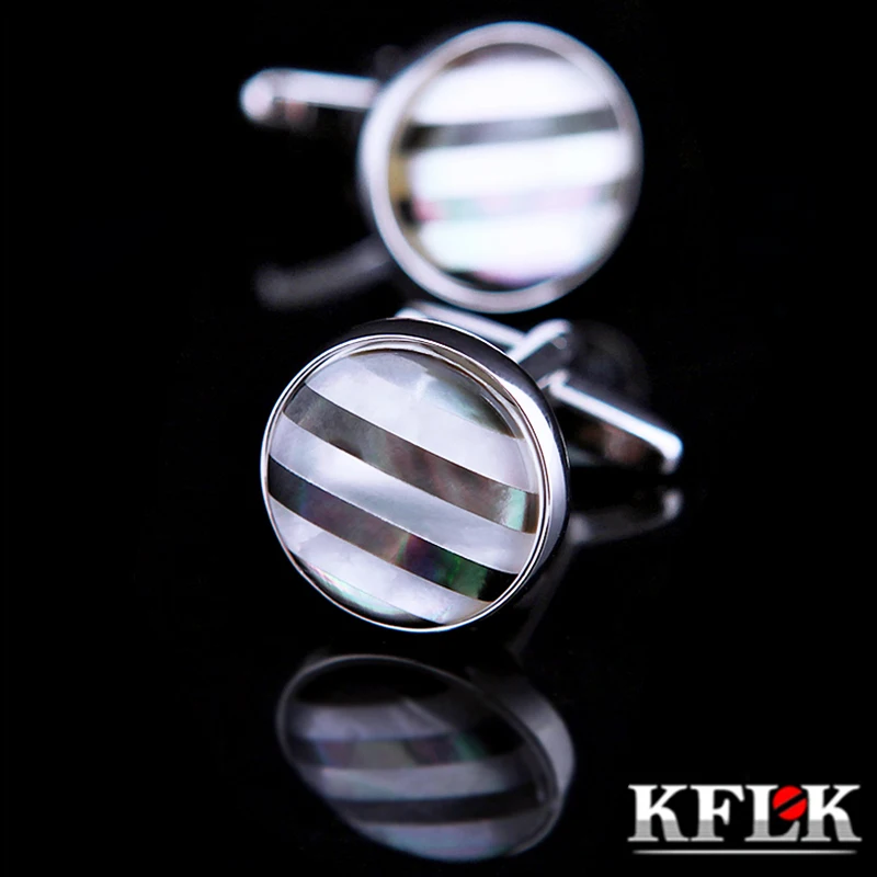 

KFLK Jewelry shirt cufflinks for mens Brand Coloured Shell cuff links Button Gift High Quality Luxury Wedding Male guests