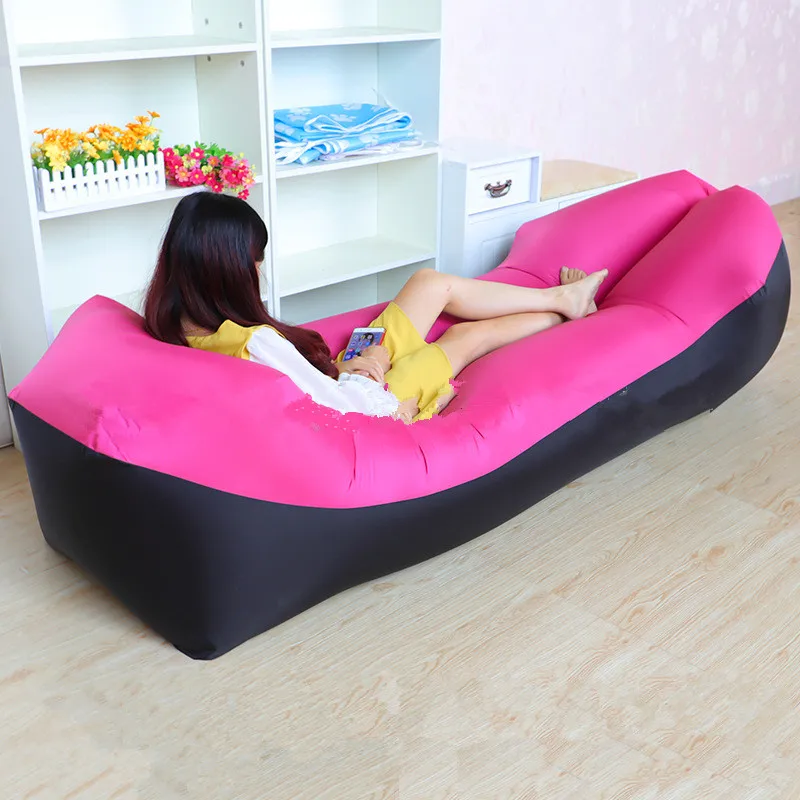 Black and Rose red Ленивая Подушка водонепроницаемый ленивый надувной диван портативный открытый пляж воздушный диван кровать спальный мешок кровать ткань Оксфорд 240*70 см - Цвет: Black and Rose red