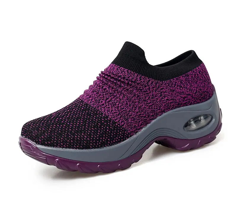 Fashion round toe wedges breathable mesh shoes woman new mixed color comfortable sports mother sneakers women summer shoes