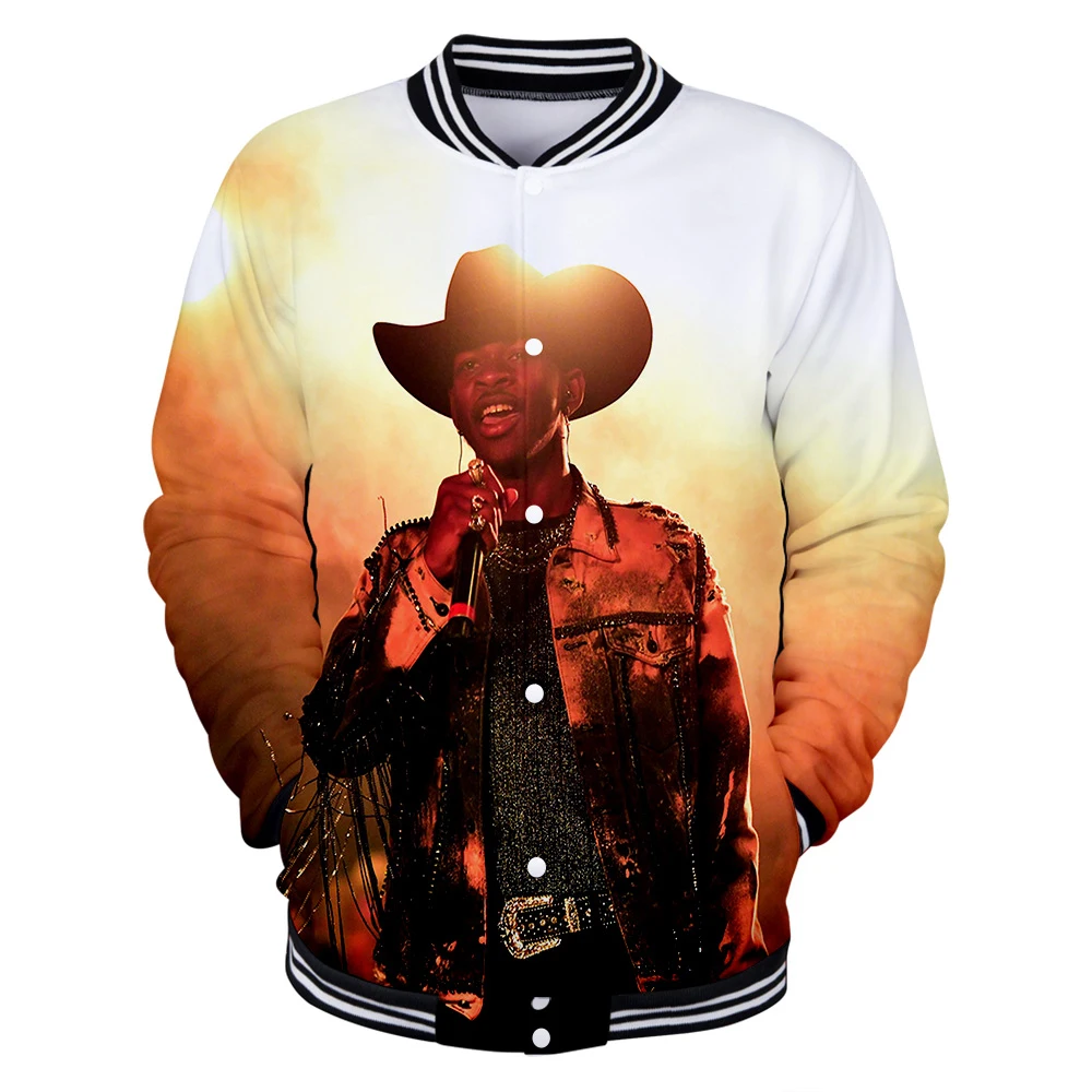 Бейсбольные куртки с 3D принтом Lil Nas X Женская/мужская куртка длинными рукавами