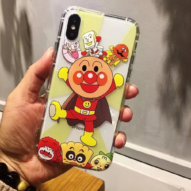 Прозрачный Anpanman чехол для iPhone X 8 7 плюс 6 6S мультфильм baikinman милые тонкие гель ТПУ