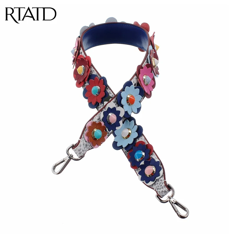 RTATD, натуральная кожа, цветочный дизайн, заклепки, аксессуары для сумок, ремешок, легко надевается, женская сумка, с ручкой, золотой, серебряный, с пряжкой, ремни J004