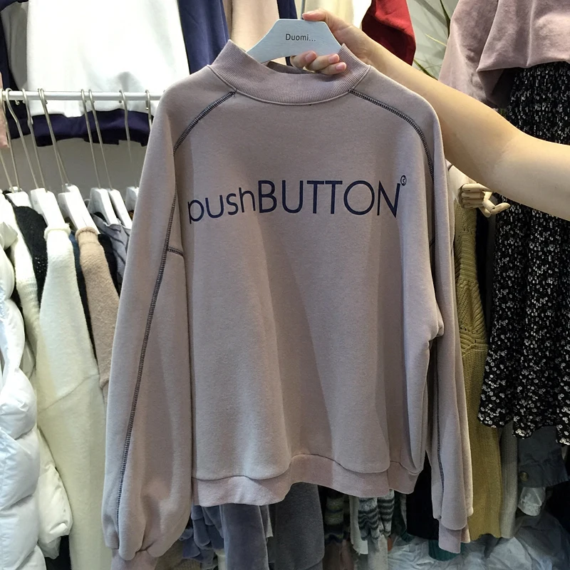 Корейская водолазка с надписью Женская толстовка 2018 Новая Осенняя мода