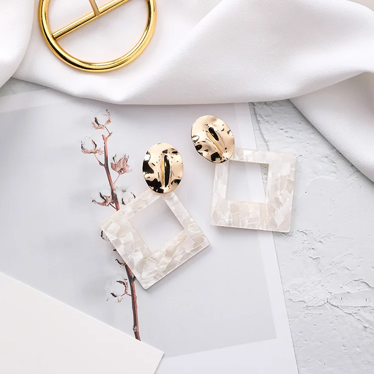 Женские акриловые серьги-подвески Jztop классические квадратные большие серьги с