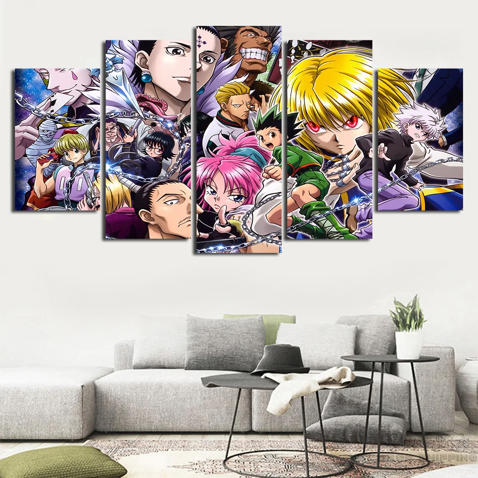 Картина на холсте HD 5 шт. картины Hunter X мультяшный Декор для дома современный