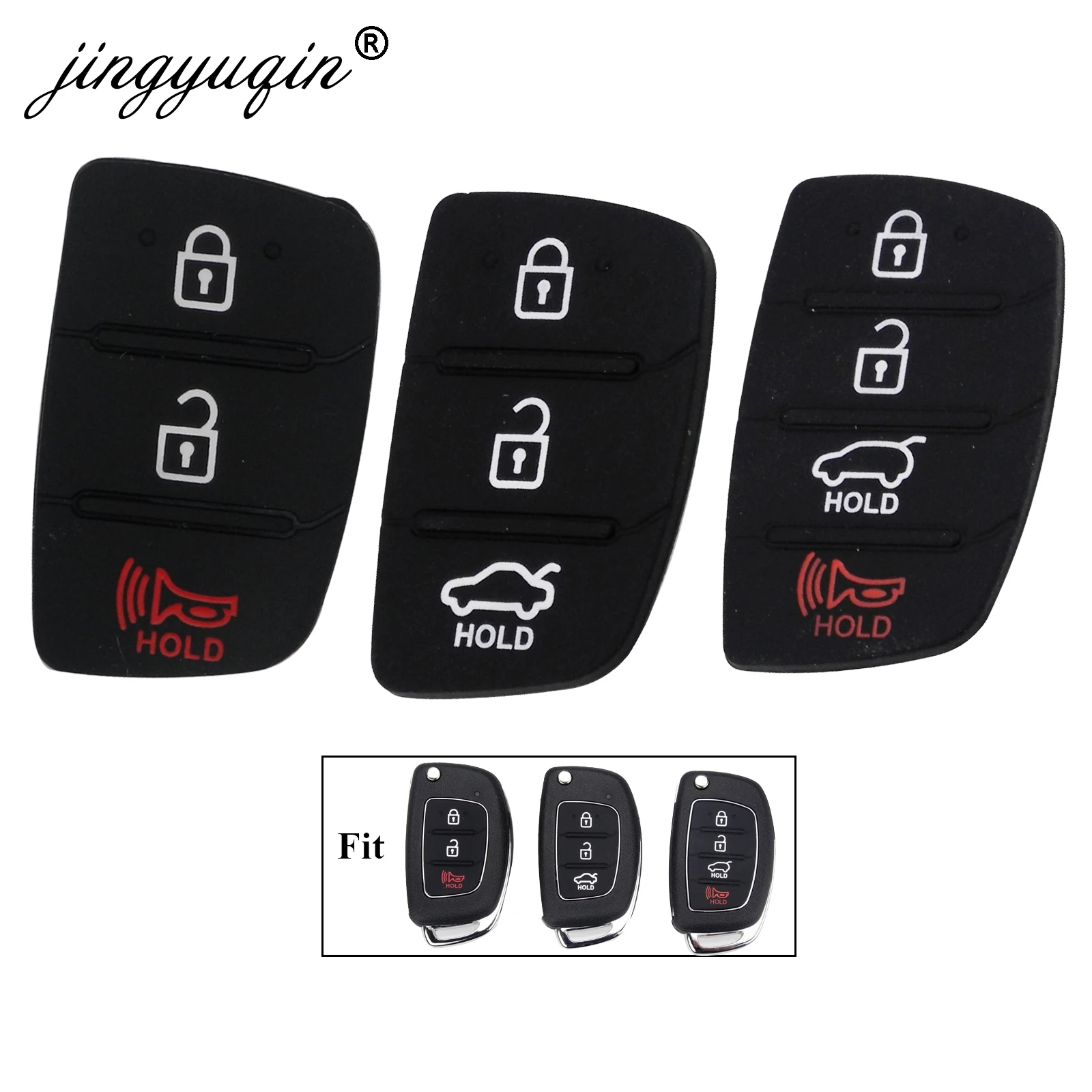 

jingyuqin Replacement Rubber Pad 2 3 4 Button Flip Car Remote Key Shell For Mistra Hyundai HB20 SANTA FE IX35 IX45 Key Case