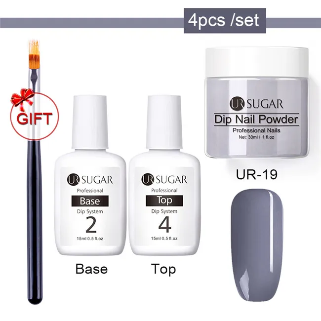 4pcs set UR-19 Ur Sugar 4 шт Dip набор пудры для ногтей Блеск для ногтей французский лак голографический Маникюр 30 мл сухой хромированный пигмент для ногтей искусство - Цвет: 4pcs set UR-19