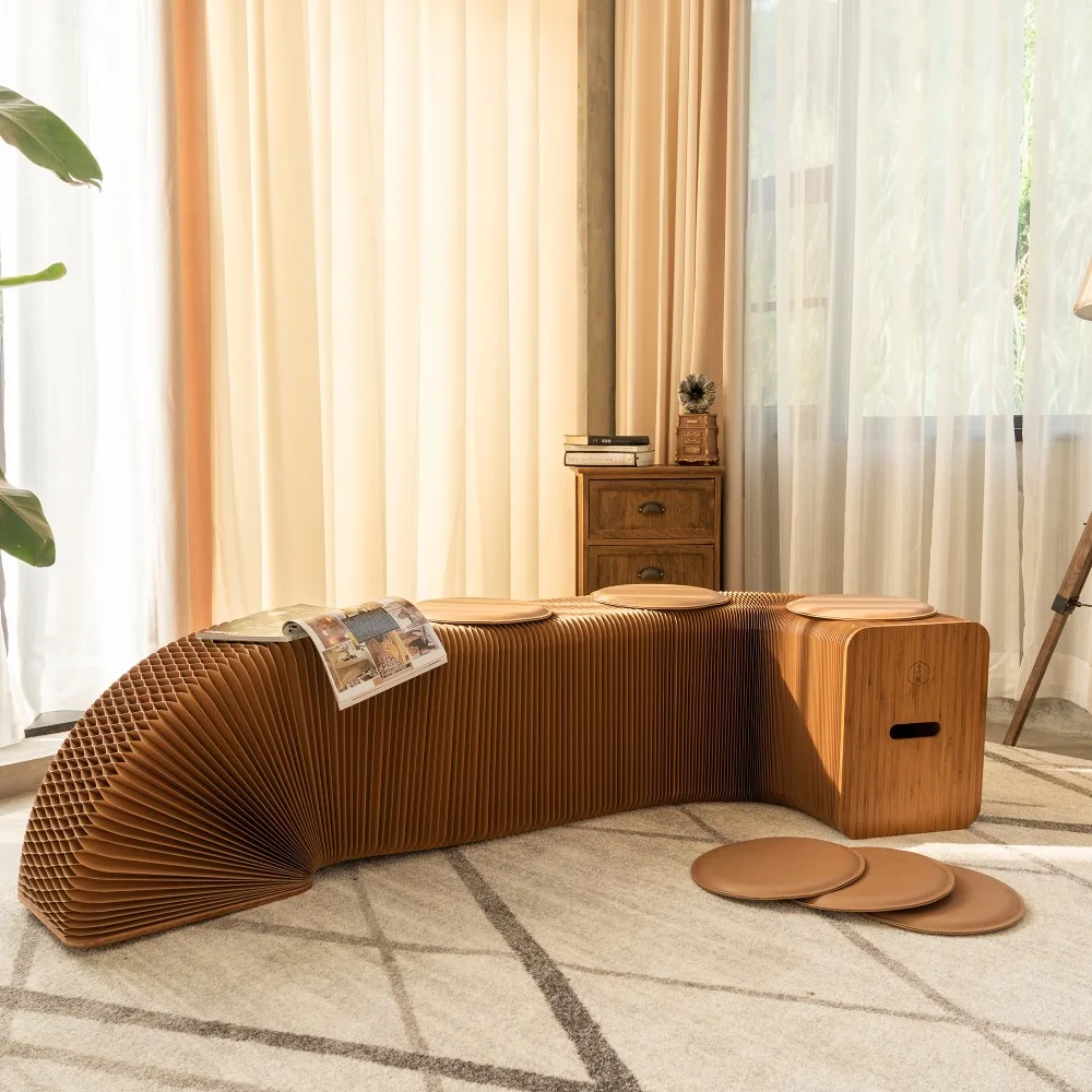Ih бумажный складной Стенд длинная скамейка стул Entryway Footstool обувь с 3 подушки для 1