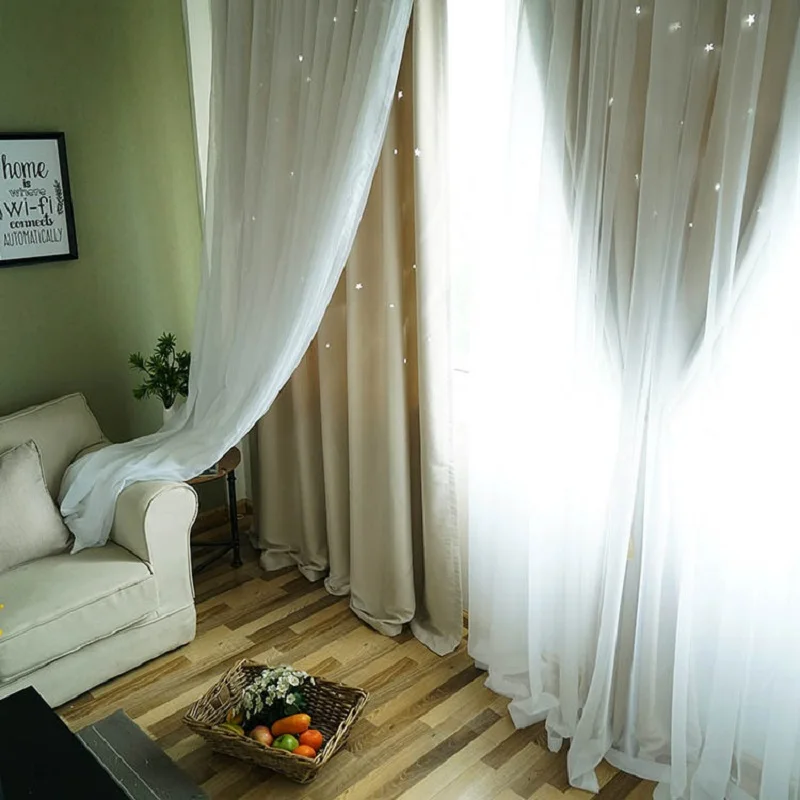 

Shiny Stars Cloth Curtains and Tulle For Kids Boy Girl Bedroom Living Room Blue/Pink Blackout Half-Shadow Custom Made Drapes