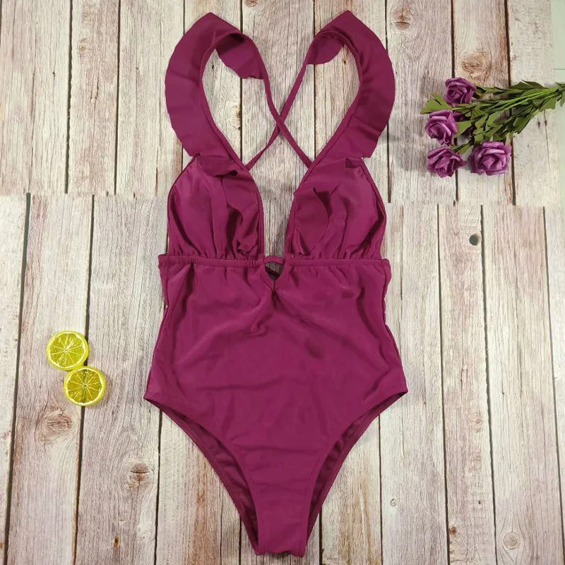 2019 г. пикантные рюшами одна деталь плавание костюм для женщин одежда монокини с