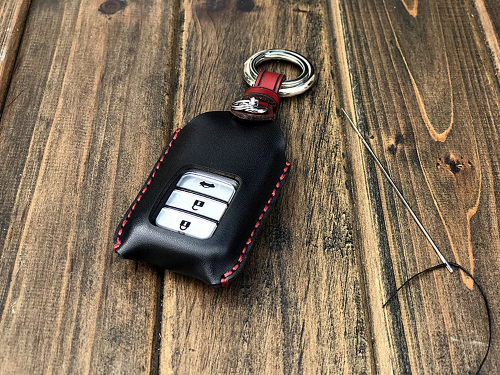 Кожаный чехол для ключей автомобиля, чехол для Honda Fit Crider Elysion Civic, ручная швейная сумка для ключей, аксессуары, двойное кольцо