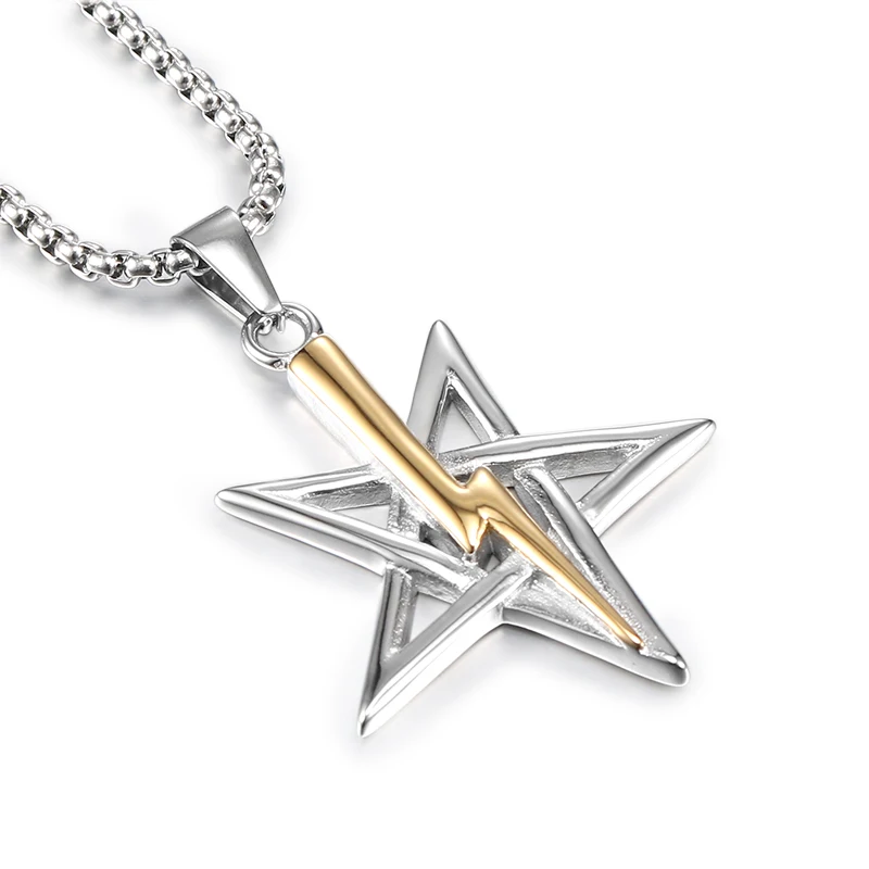 YaHui Нержавеющая сталь Золото и серебро fulmination пентаграмма ожерелья подвески jewelry
