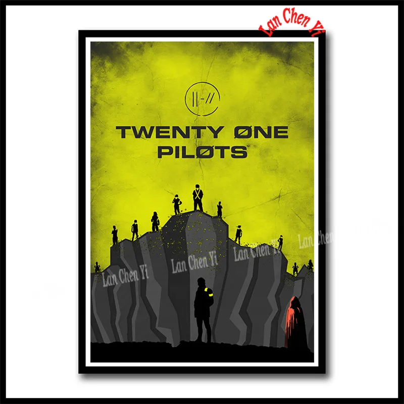 Светло-желтый Twenty One Pilots рок-музыка с покрытием бумажные плакаты настенные художественные картины для гостиной домашний декор 42*30 см - Цвет: Светло-желтый