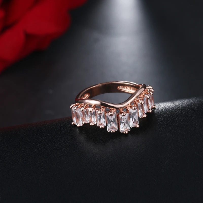 Новинка 2017 кольцо с кристаллами AAA белое желтое розовое золото нестандартные