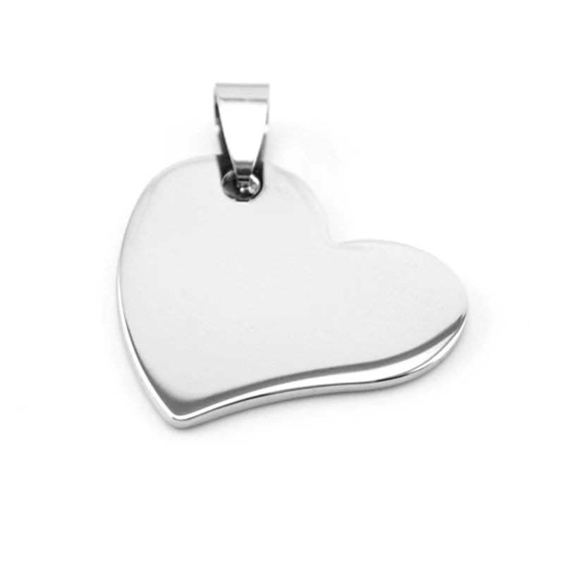 

100% Stainless Steel Blank Heart Tags Charms Pendants & Necklaces For Women Mirror Polish Pendant Wholesale 10pcs