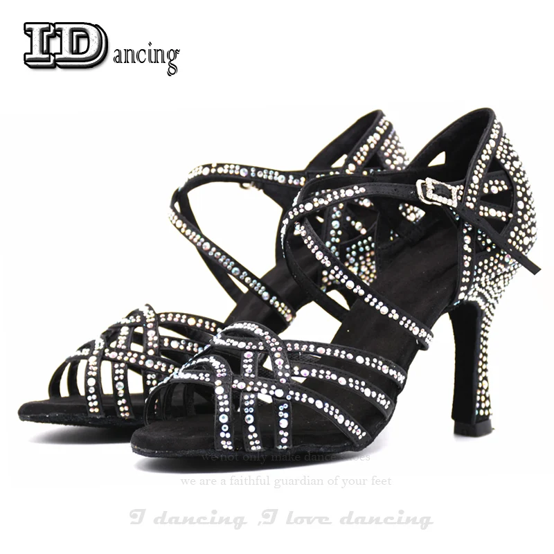 Women Salsa Dance Shoes Square Dance Shoes For Women Ballroom Latin Dancing Shoes Jazz Waltz Party Shoes Black Heel JuseDanc