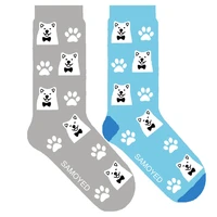original samoyed dog paw crew socks cute cotton cartoon doggie socks women samoyed puppy gift 50 pairlot