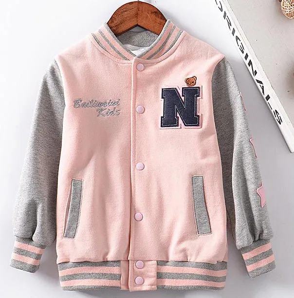 pink Новинка года; детские бейсбольные куртки; Детское пальто; верхняя одежда; куртка для мальчиков 3-9 лет; осеннее пальто с длинными рукавами для девочек - Цвет: pink