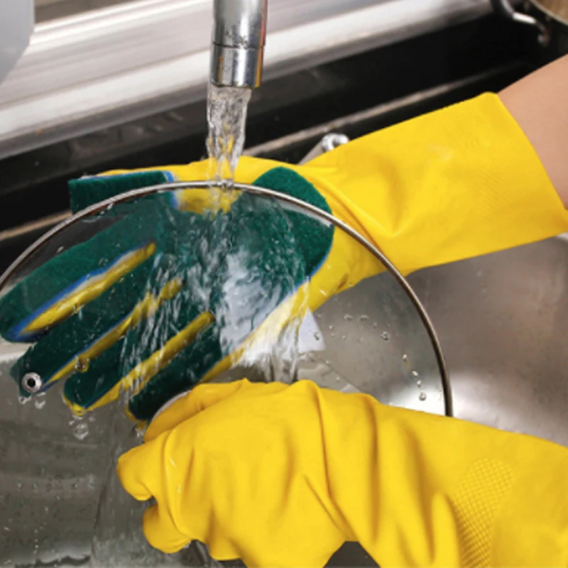 С пальцами из губки перчатки для уборки кухни одна пара многоразовые бытовые