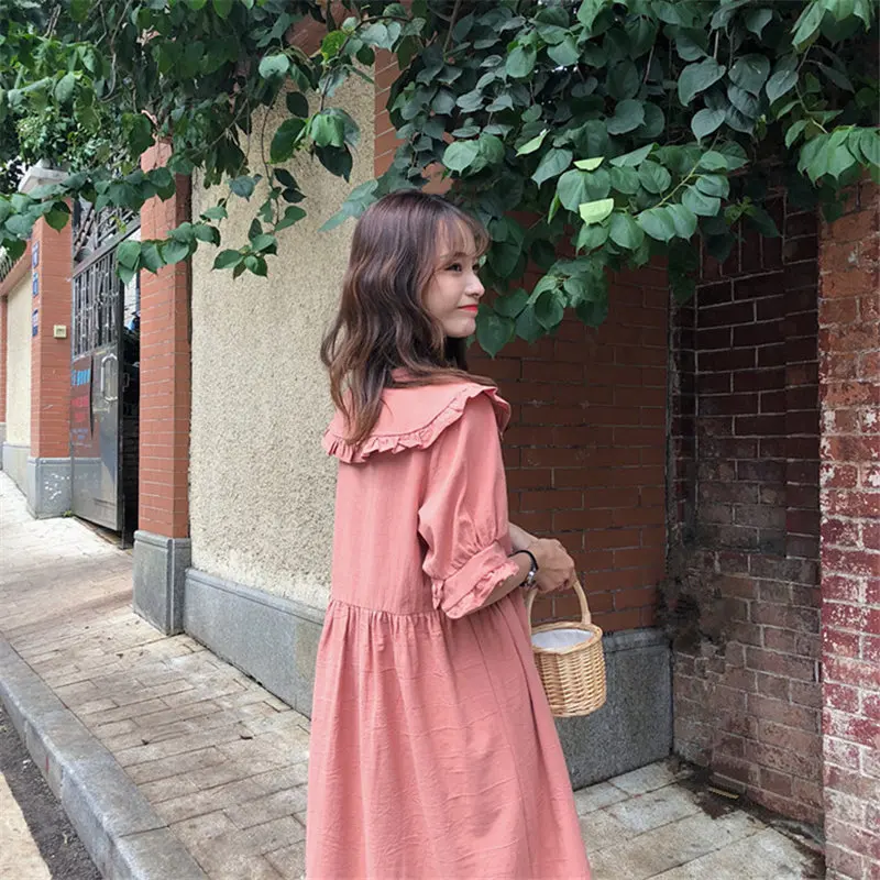 Повседневное винтажное платье до середины икры Alien Kitty однотонное свободное