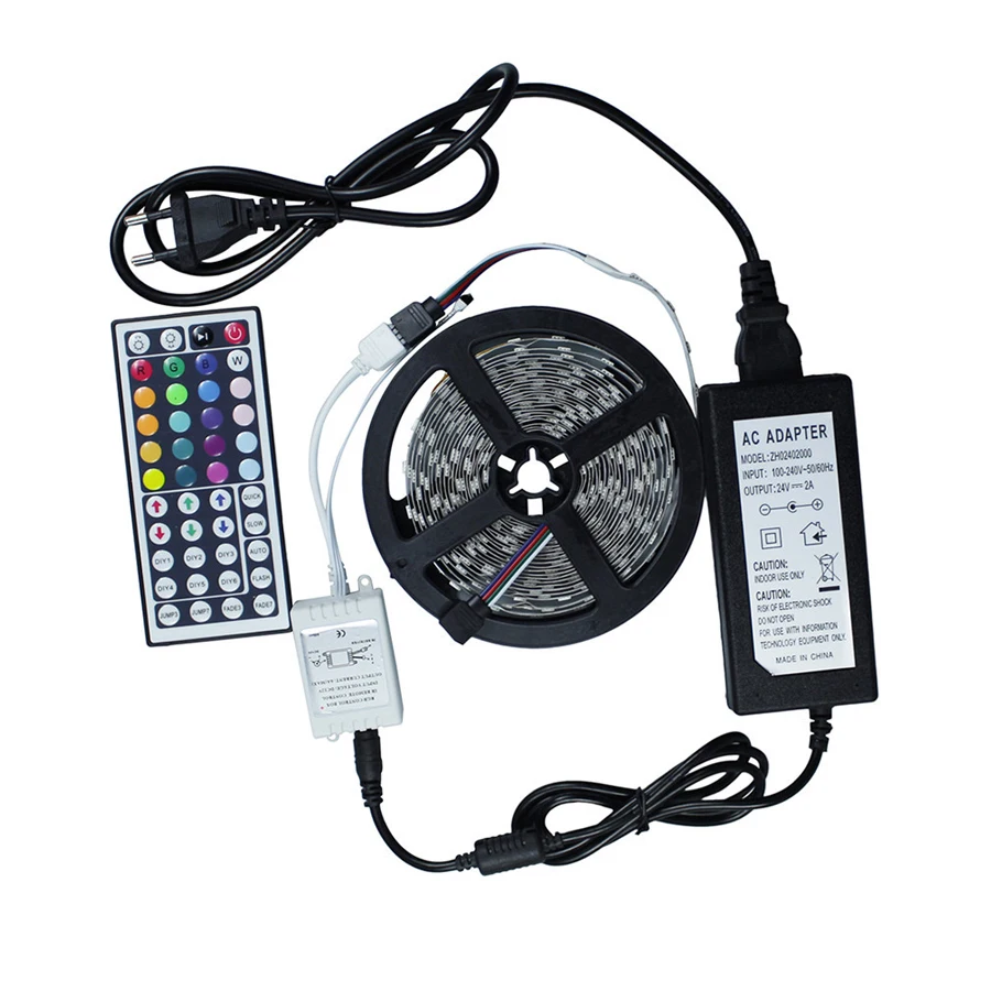 Светодиодная ленсветильник 5050 SMD 5 м 24 В неводонепроницаемая лента RGB с 44 кнопками