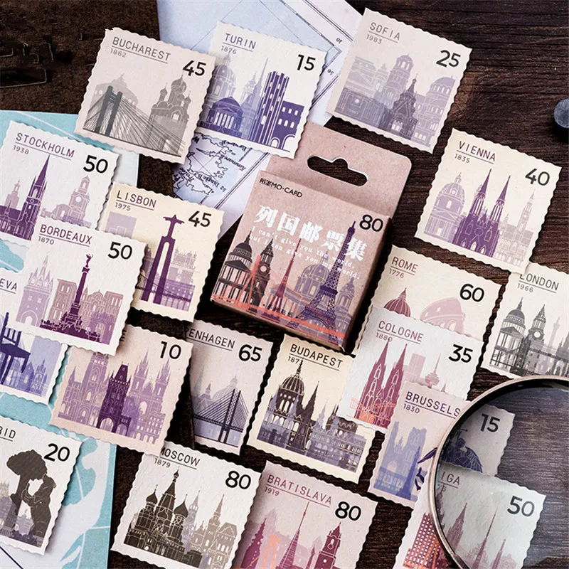 46 шт./кор. канцелярские наклейки винтажные штамп этикетки туристические наклейки украшения Скрапбукинг ежедневник, альбомы Bullet Journal