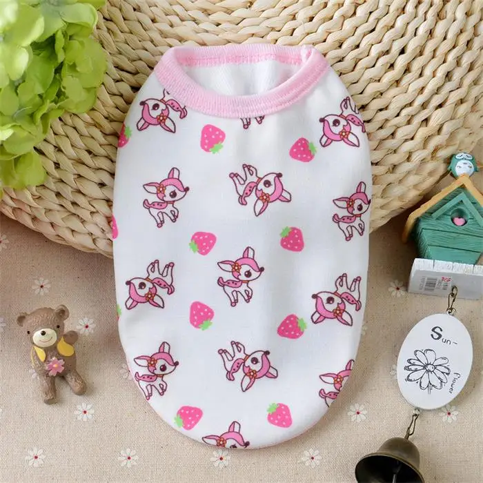 Fawn С цветочным рисунком; одежда для домашних животных, котов хлопок на осень и зиму, свитер, жилет, для щенков, собак маленьких кошек рубашки Китти Костюмы товары для домашних животных - Цвет: Fawn