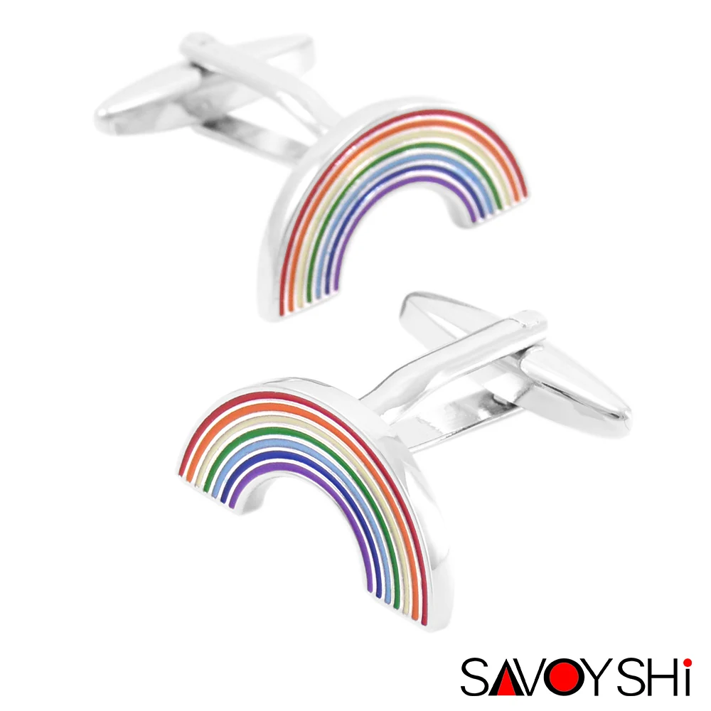 SAVOYSHI новинка радужные запонки для мужчин рубашки манжеты высокое качество