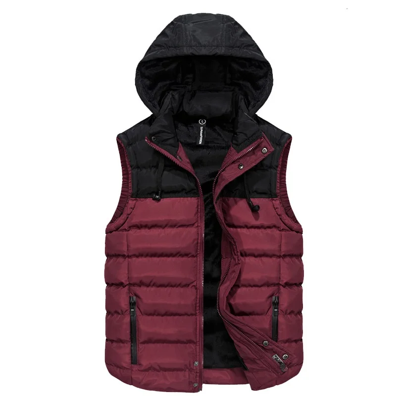 

New Autumn Winter Vest Men Casual Slim Thick Sleeveless Jacket Hoodie Zipper Coats Male Warm Cotton-Padded Waistcoat Vest VT-241