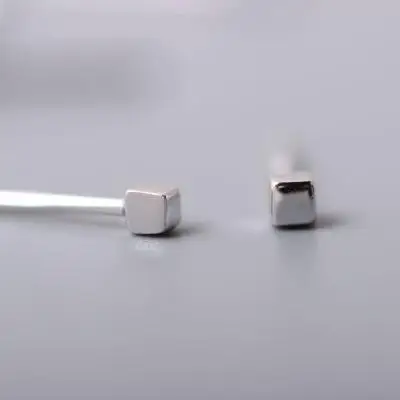Small size Smooth Форзац 925 пробы серебряные Простые кубики серьги-гвоздики для женщин высокое качество подарок для девушек Предотвращение аллергии Стерлинговое Серебро-ювелирные изделия - Окраска металла: Small size Smooth