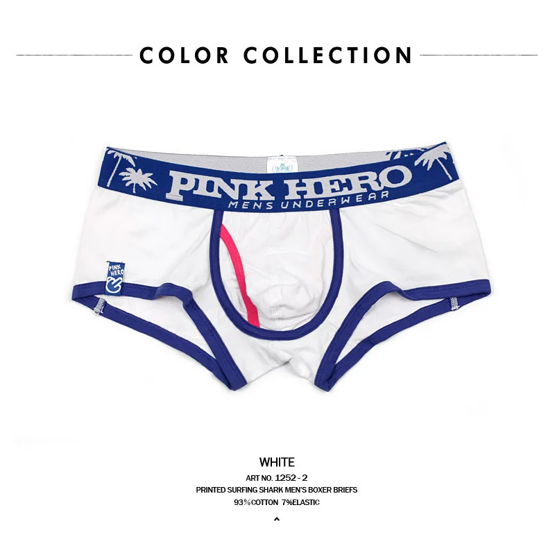 Pink Heroes удобные трусики пляжный отдых, принт с героями мультфильмов, u-образные мужские трусы боксеры, мужское нижнее белье, трусы-боксеры с изображением - Цвет: 2 white