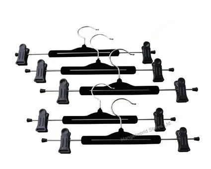 Флокированный черный бархат вешалку с зажимами для штанов и юбок (20 шт./лот)|hangers