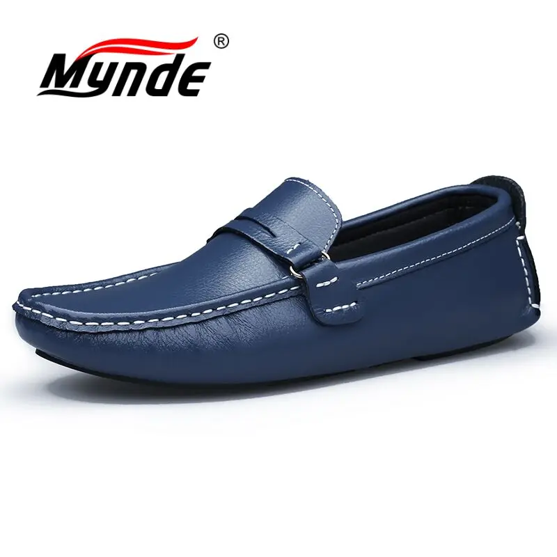 Мужские мокасины из натуральной кожи без застежки на плоской подошве | Обувь