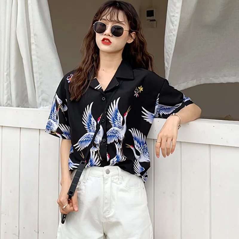 

Summer Women Tops Harajuku Blouse Women Print Short Sleeve Blouses Shirts Female Streetwear