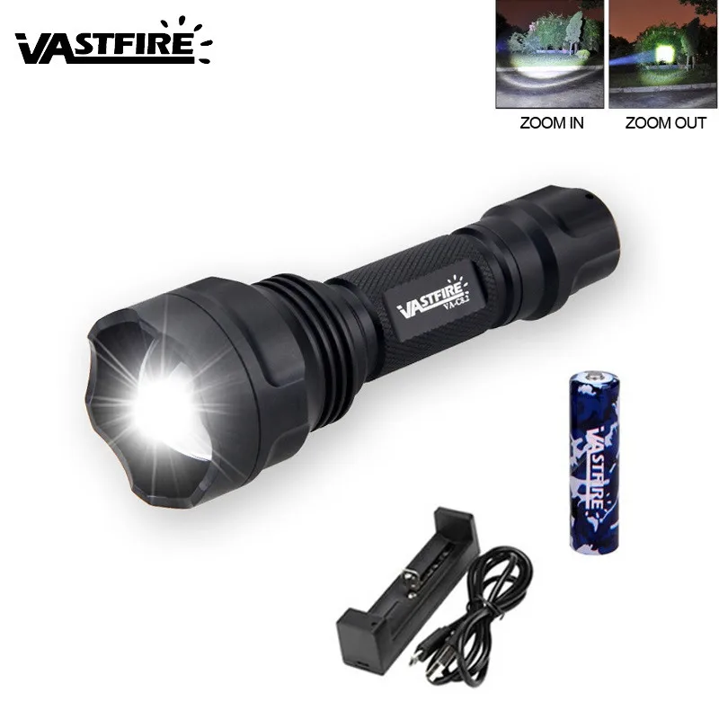 VASTFIRE C8 1 Режим Масштабируемые светодиодный фонари для охоты белый светильник Тактический 18650 вспышка светильник s для охоты на открытом воздухе