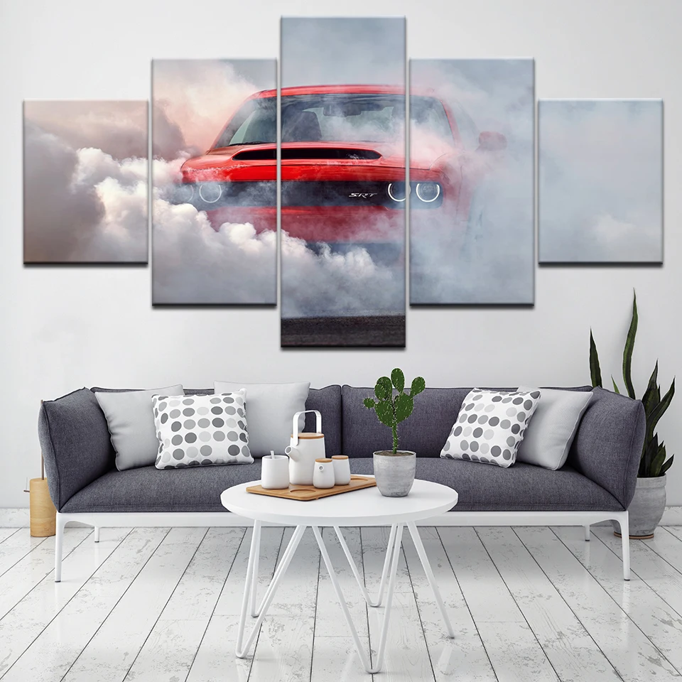 5 шт. Холст Картина dodge challenger демон стены автомобиля художественные картины модульные обои плакат печать для гостиной домашний декор