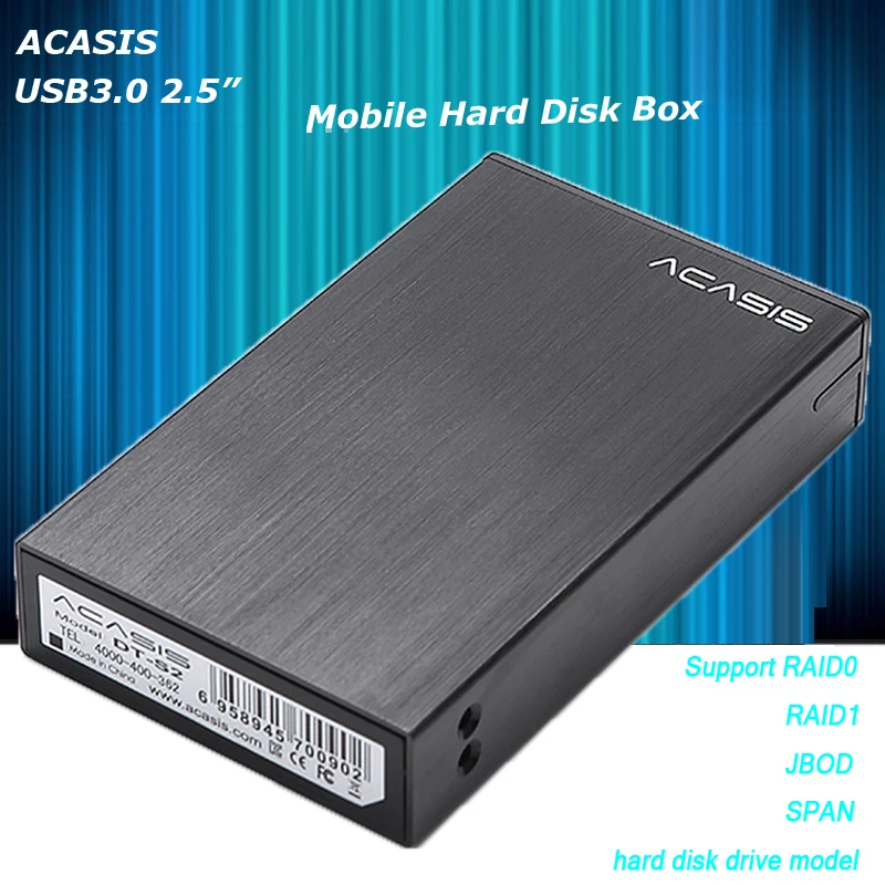 Acasis DT-S2 5 Гбит/с USB3.0 eSATA 2," двойной жесткий диск Raid корпус 2 ТБ 2-Bay Алюминий HDD Поддержка RAID0 RAID1 JBOD пролет